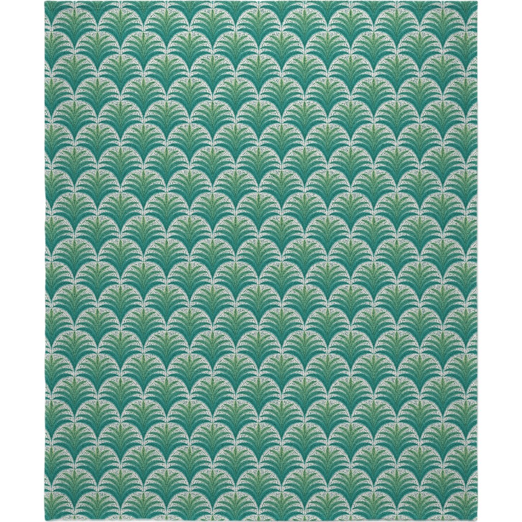 Boho Palms - Green Blanket, Fleece, 50x60, Green