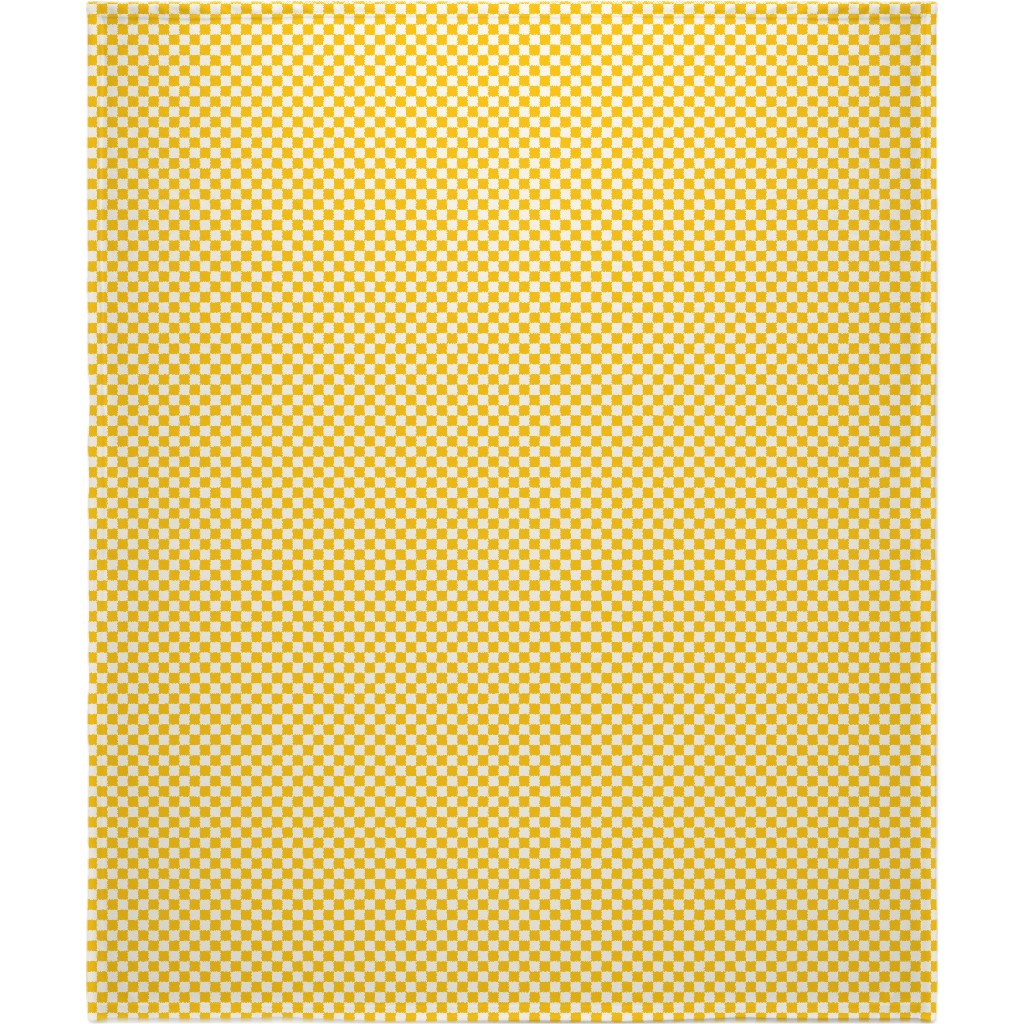 Checkered Pattern - Yellow Blanket, Fleece, 50x60, Yellow
