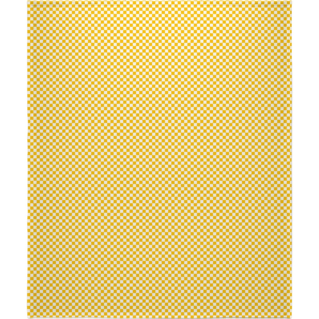 Checkered Pattern - Yellow Blanket, Fleece, 50x60, Yellow, Classic Yellow