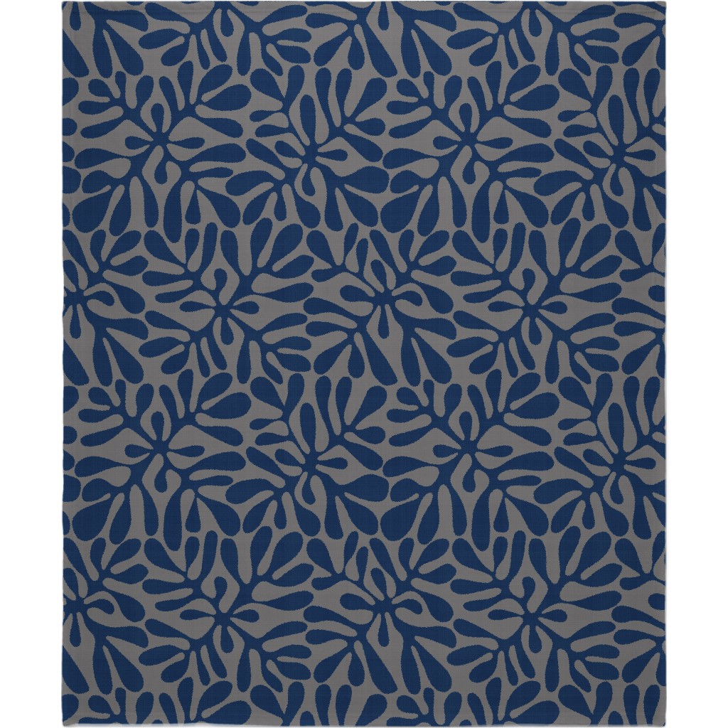 Block Print Texture Blanket, Fleece, 50x60, Blue