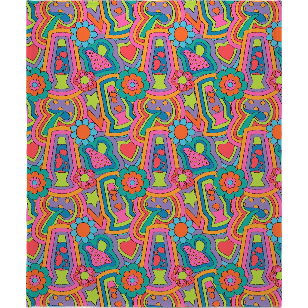 Psychedelic 60s Rainbow - Neon Blanket, Fleece, 50x60, Multicolor