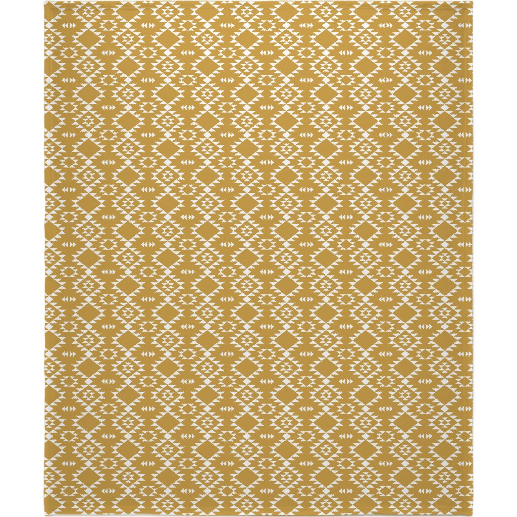 Navajo - Gold White Blanket, Fleece, 50x60, Yellow