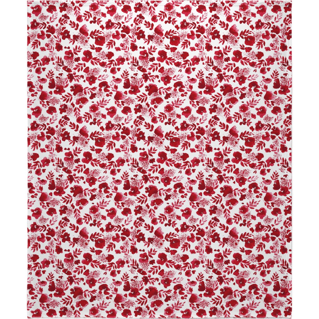 Floret Floral - Red Blanket, Fleece, 50x60, Red