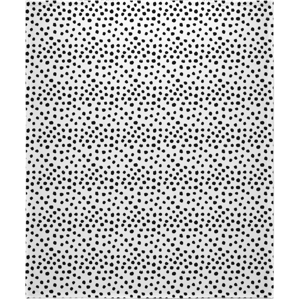 Soft Painted Dots Blanket, Fleece, 50x60, White, Black