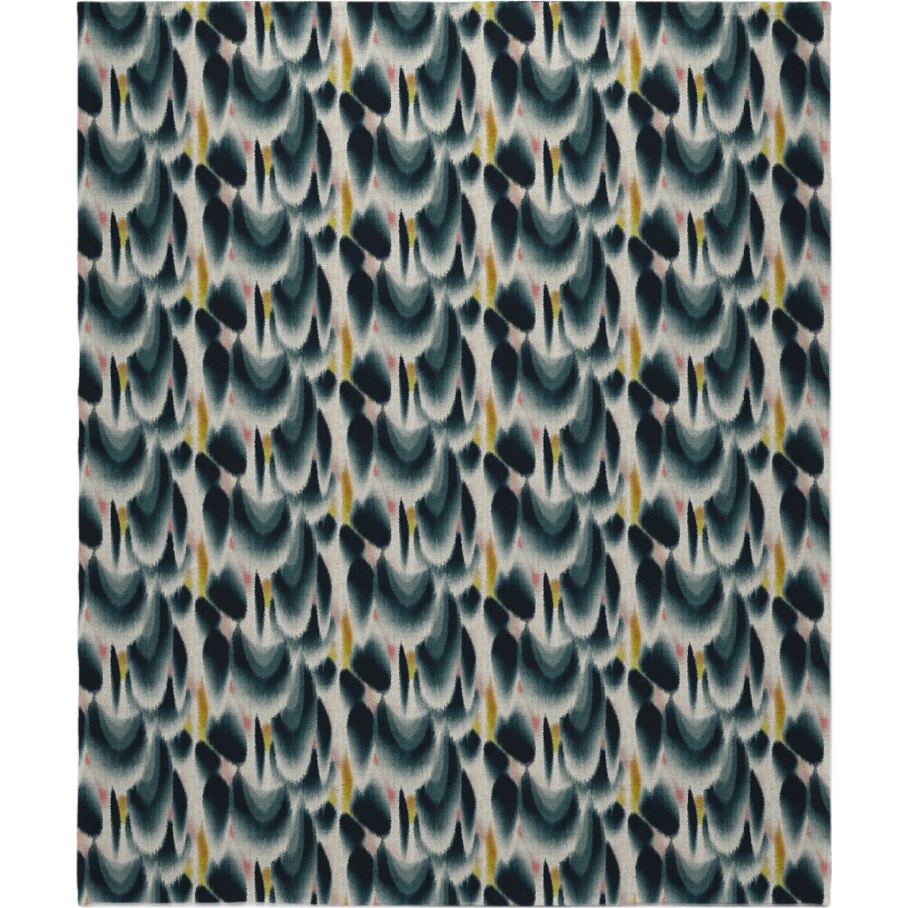 Shibori Wing Spots - Indigo Blanket, Fleece, 50x60, Green, Classic Green
