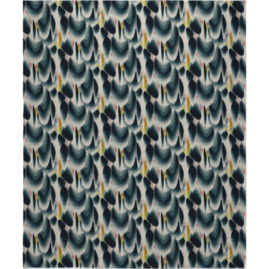 Shibori Wing Spots - Indigo Blanket, Fleece, 50x60, Green