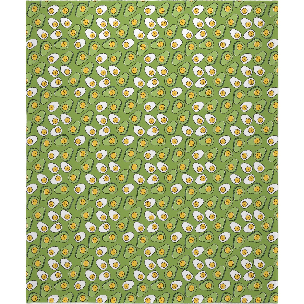 Cute Egg and Avocado - Green Blanket, Fleece, 50x60, Green