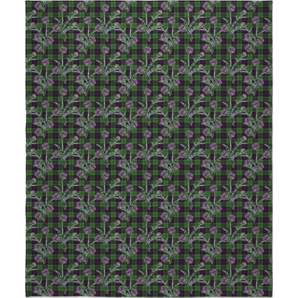 Feochadan Tartan - Green and Purple Blanket, Fleece, 50x60, Green, Classic Green