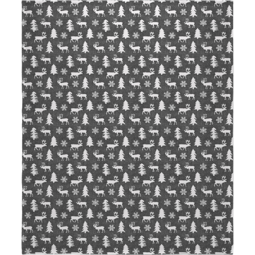 Winter Forest on Canvas Blanket, Fleece, 50x60, Gray