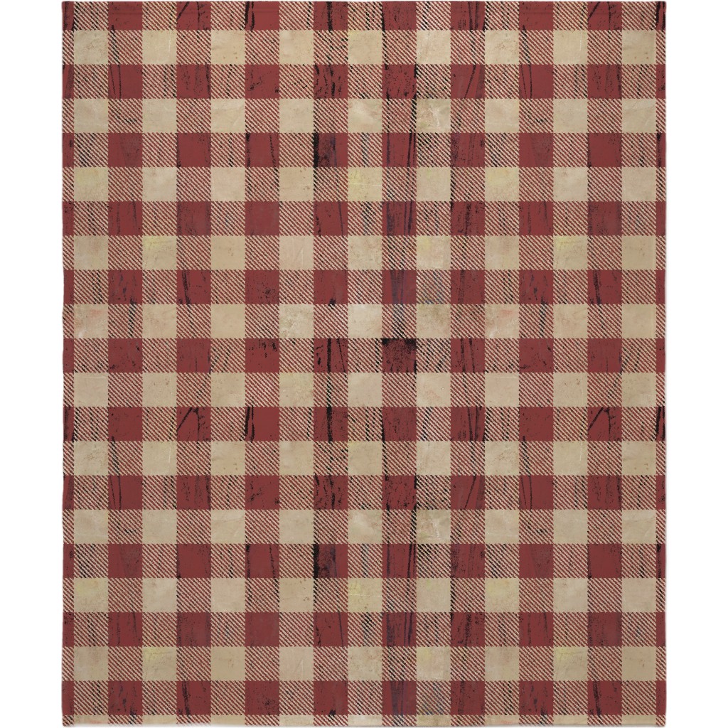 Rustic Buffalo Plaid - Red Blanket, Fleece, 50x60, Red