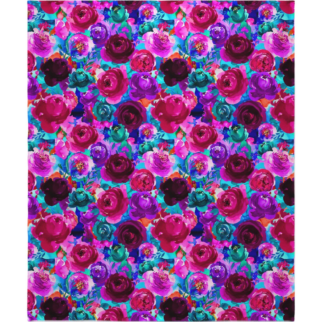Happily Ever After Boho - Aqua Hues Blanket, Fleece, 50x60, Pink, Bright Pink