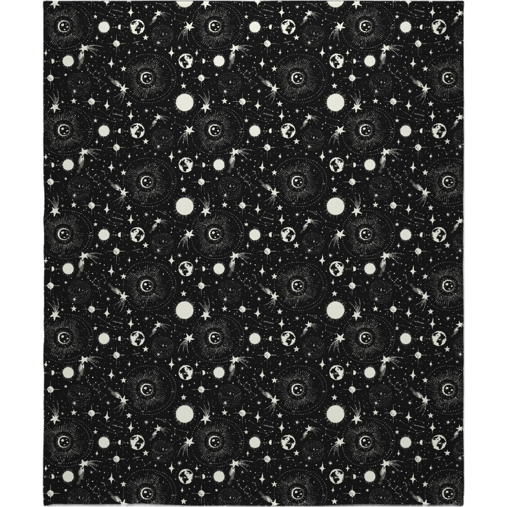 Solar System Blanket, Fleece, 50x60, Black, Shadow Box