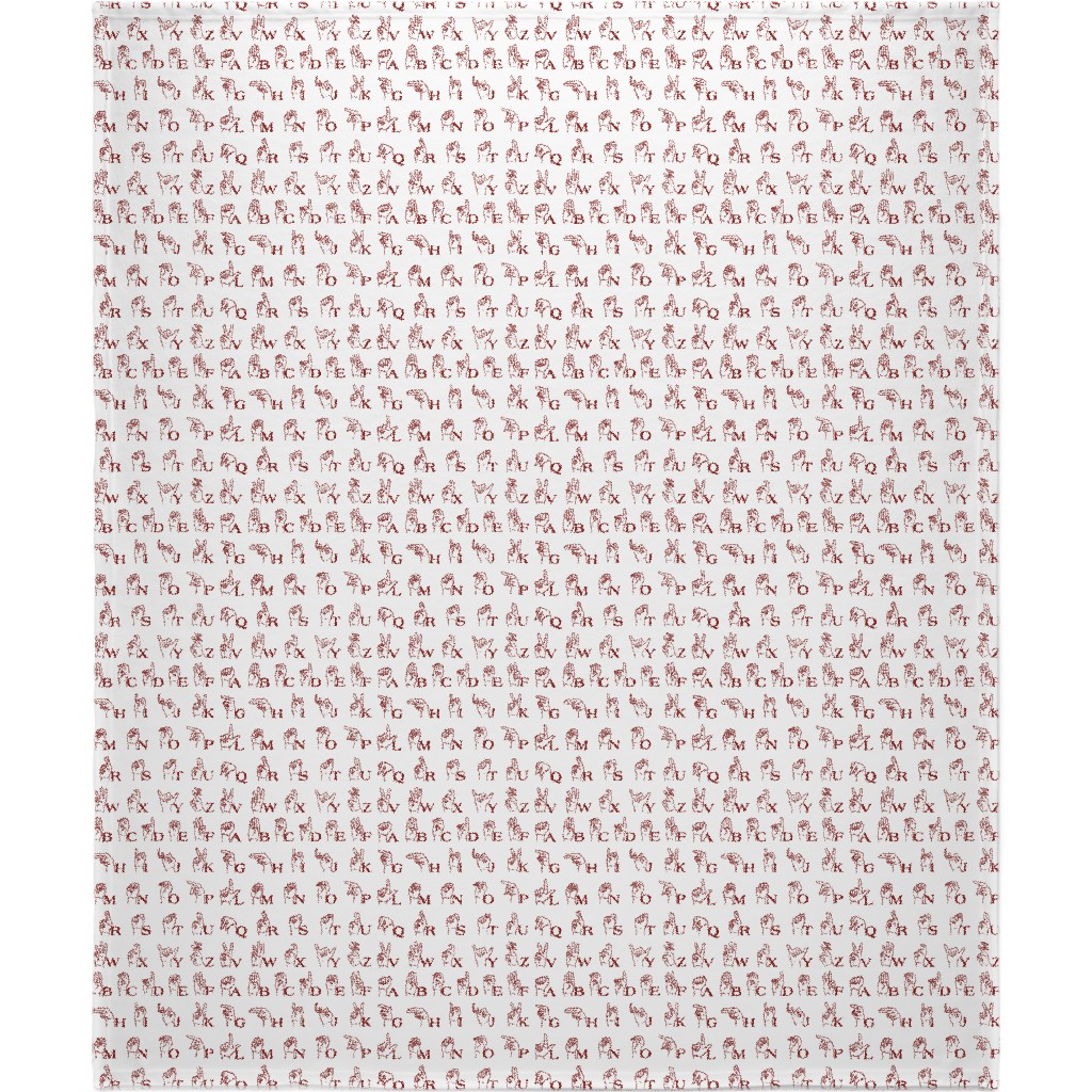 Sign Language Alphabet Blanket, Fleece, 50x60, Brown, Chestnut