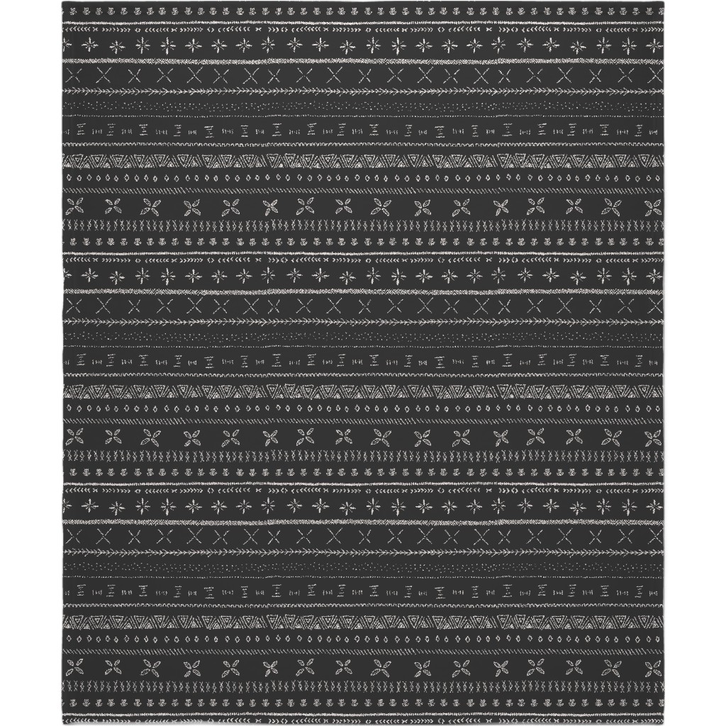 Boho Print Blanket, Fleece, 50x60, Black