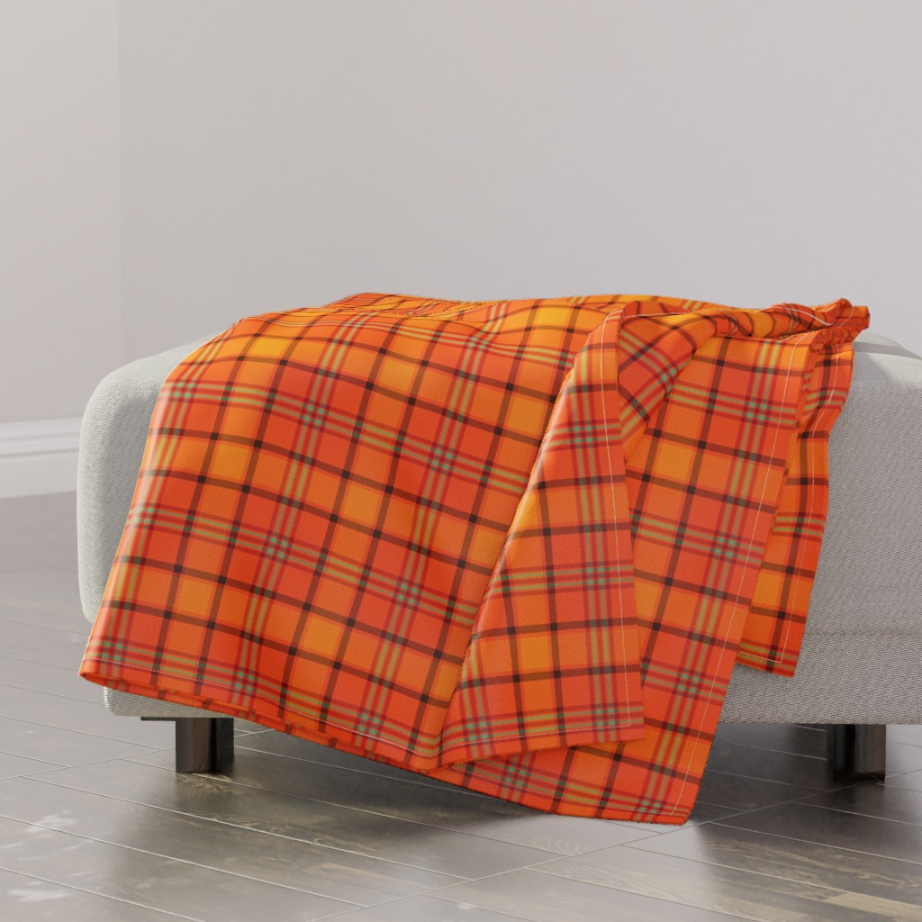 Orange and black online plaid blanket