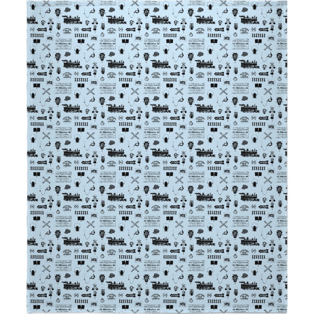 Railroad Blanket, Fleece, 50x60, Blue, Coast