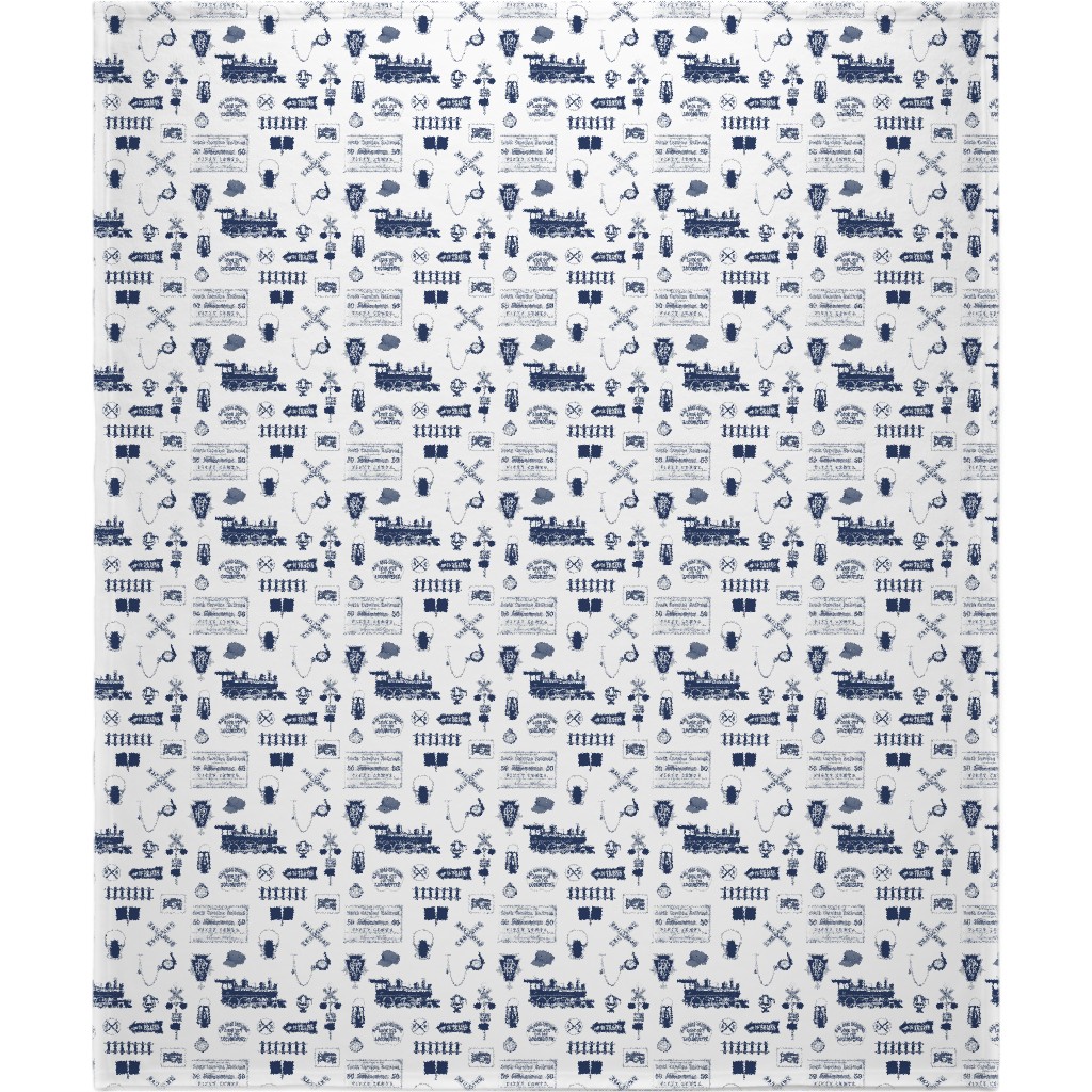 Railroad Blanket, Fleece, 50x60, Blue, Baltic