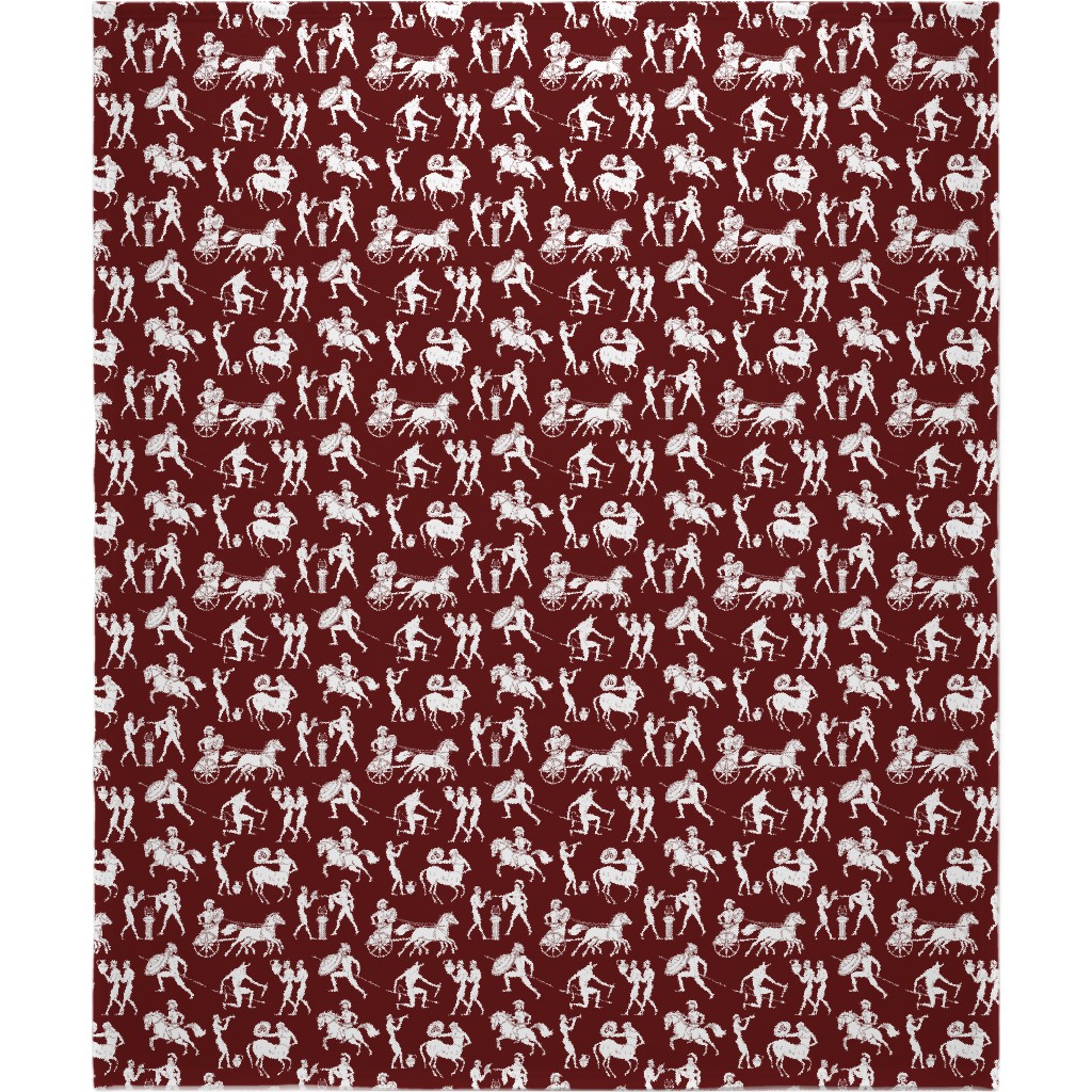 Greek Figures Blanket, Fleece, 50x60, Red