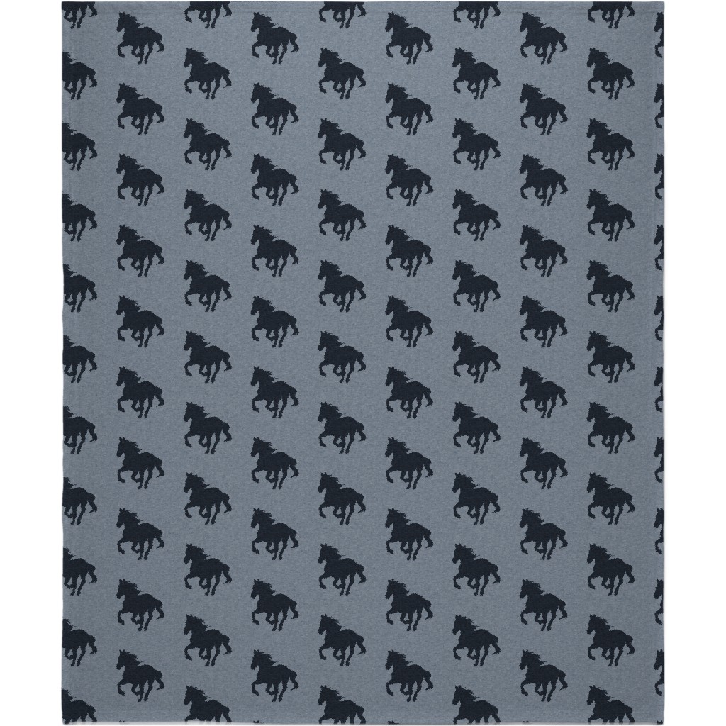 Running Horse - Blue Blanket, Fleece, 50x60, Blue, True Blue