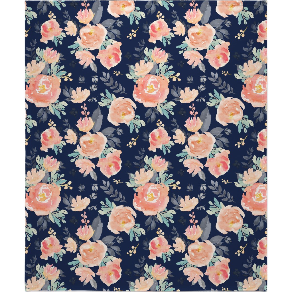 Watercolor Florals Blanket, Fleece, 50x60, Multicolor, Silhouette