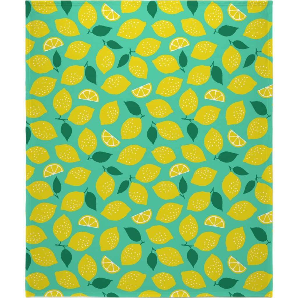Summer Lemons - Mint Blanket, Fleece, 50x60, Yellow, Classic Yellow