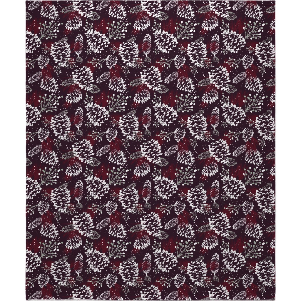 Festive Forest - Burgundy Blanket, Fleece, 50x60, Red