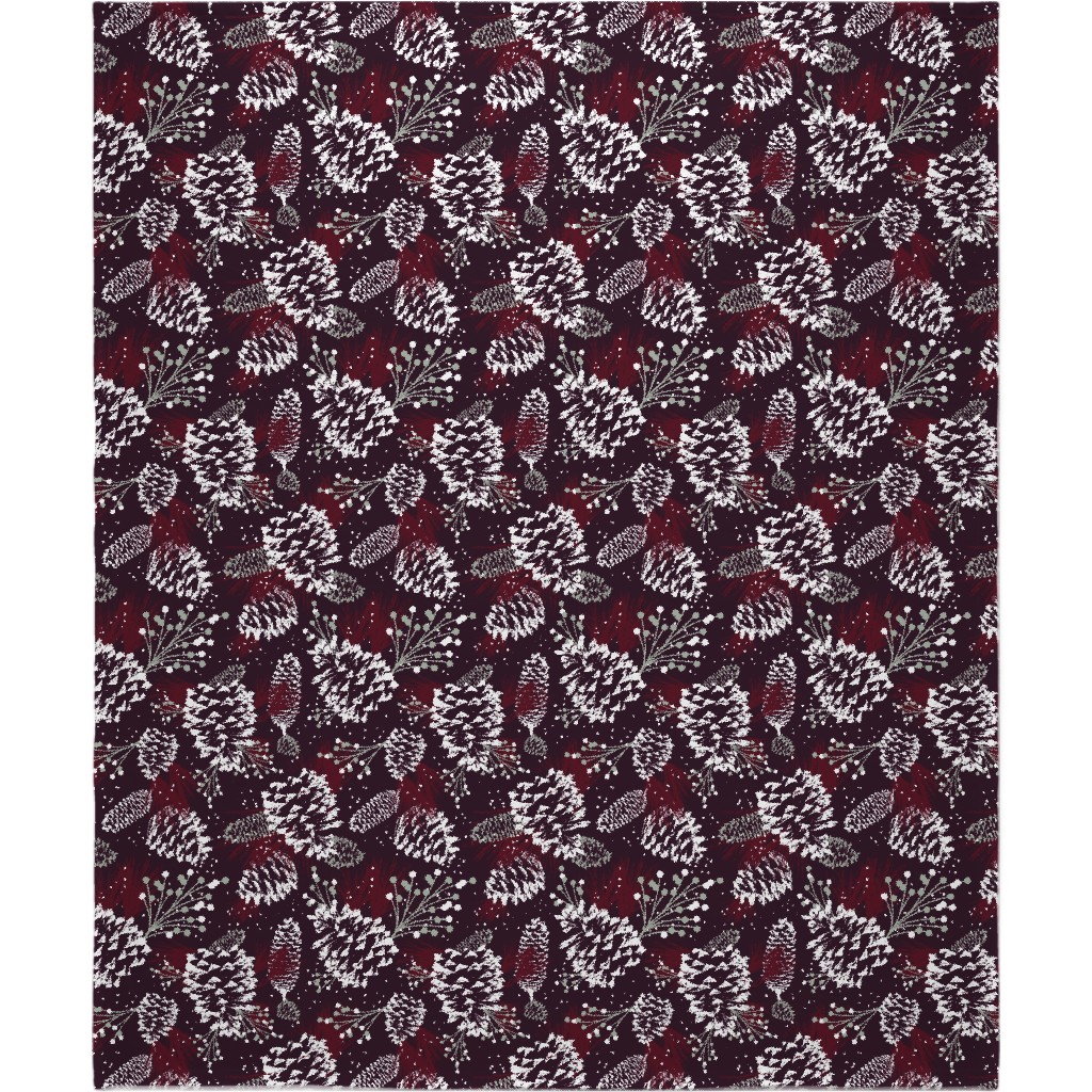 Festive Forest - Burgundy Blanket, Fleece, 50x60, Red, Red