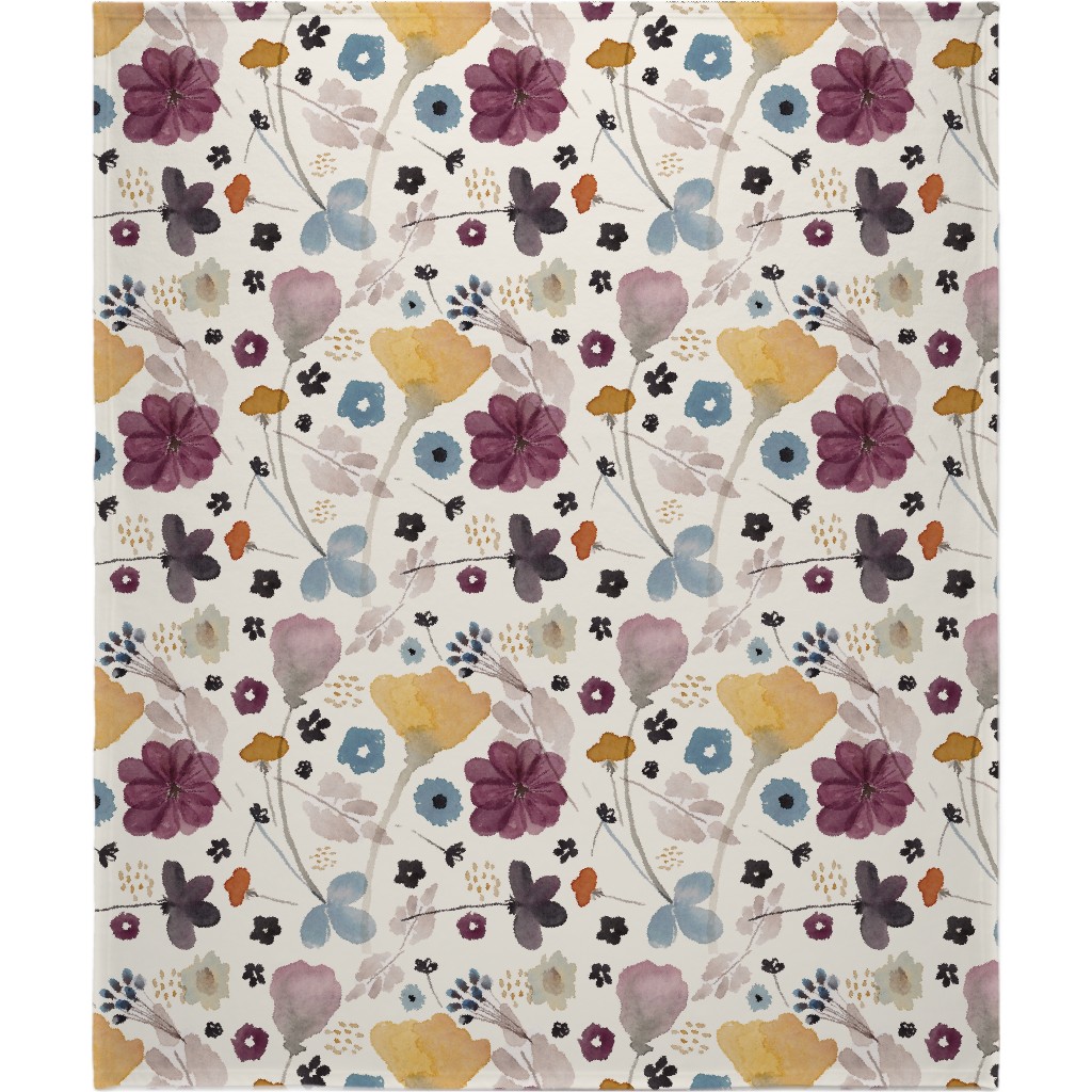 Watercolor Floral - Multi Blanket, Fleece, 50x60, Multicolor