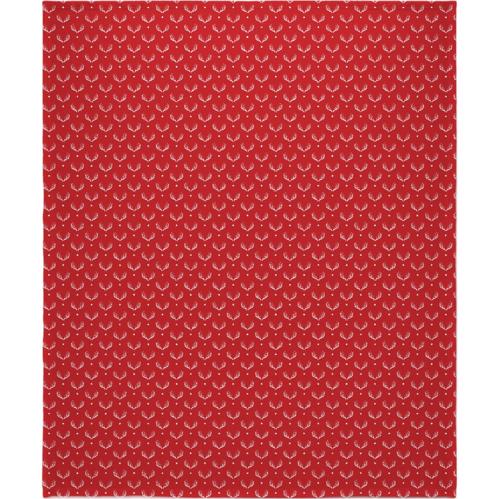 Reindeer Minimalism - Red Blanket, Fleece, 50x60, Red, Red