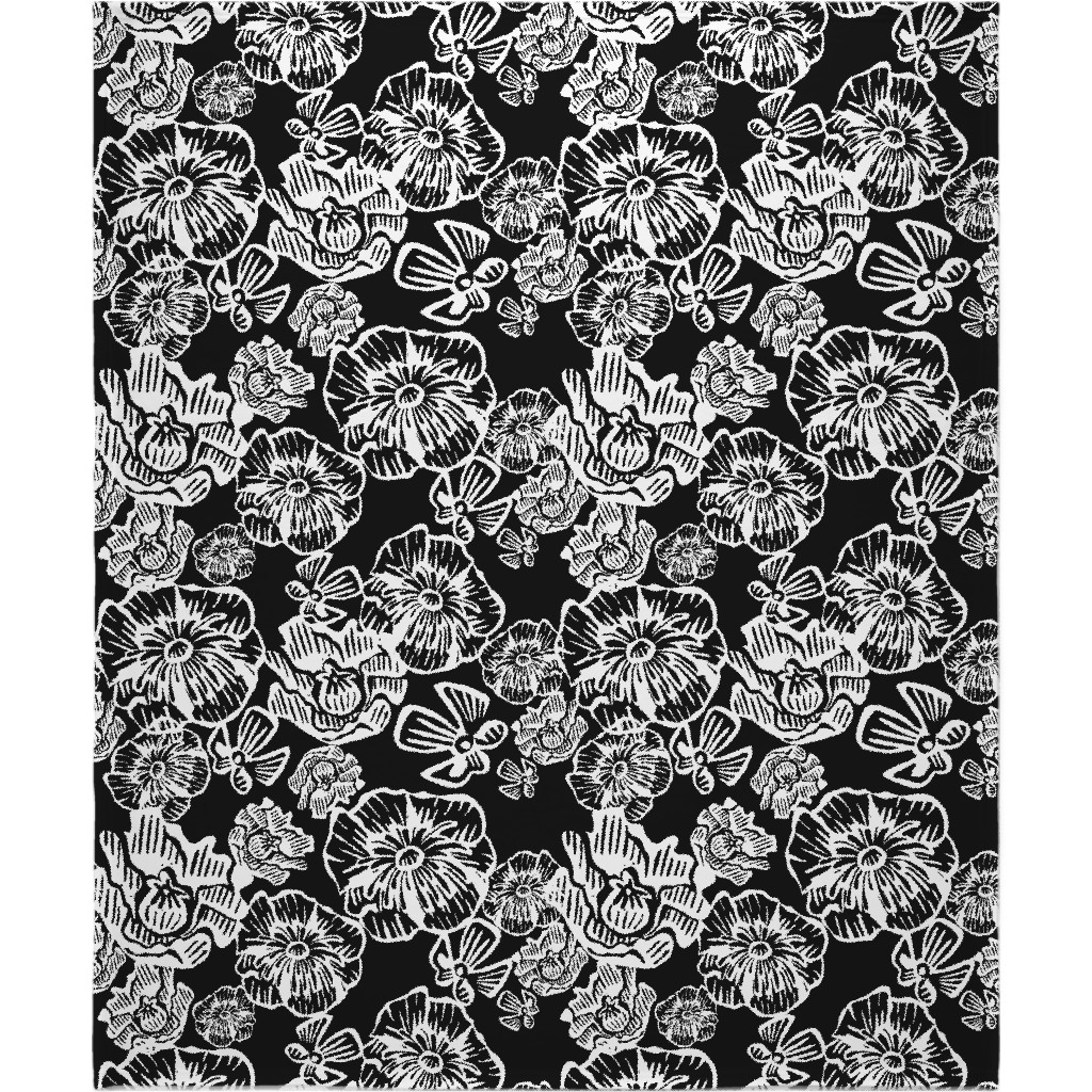 Poppy Arty Blanket, Fleece, 50x60, Black