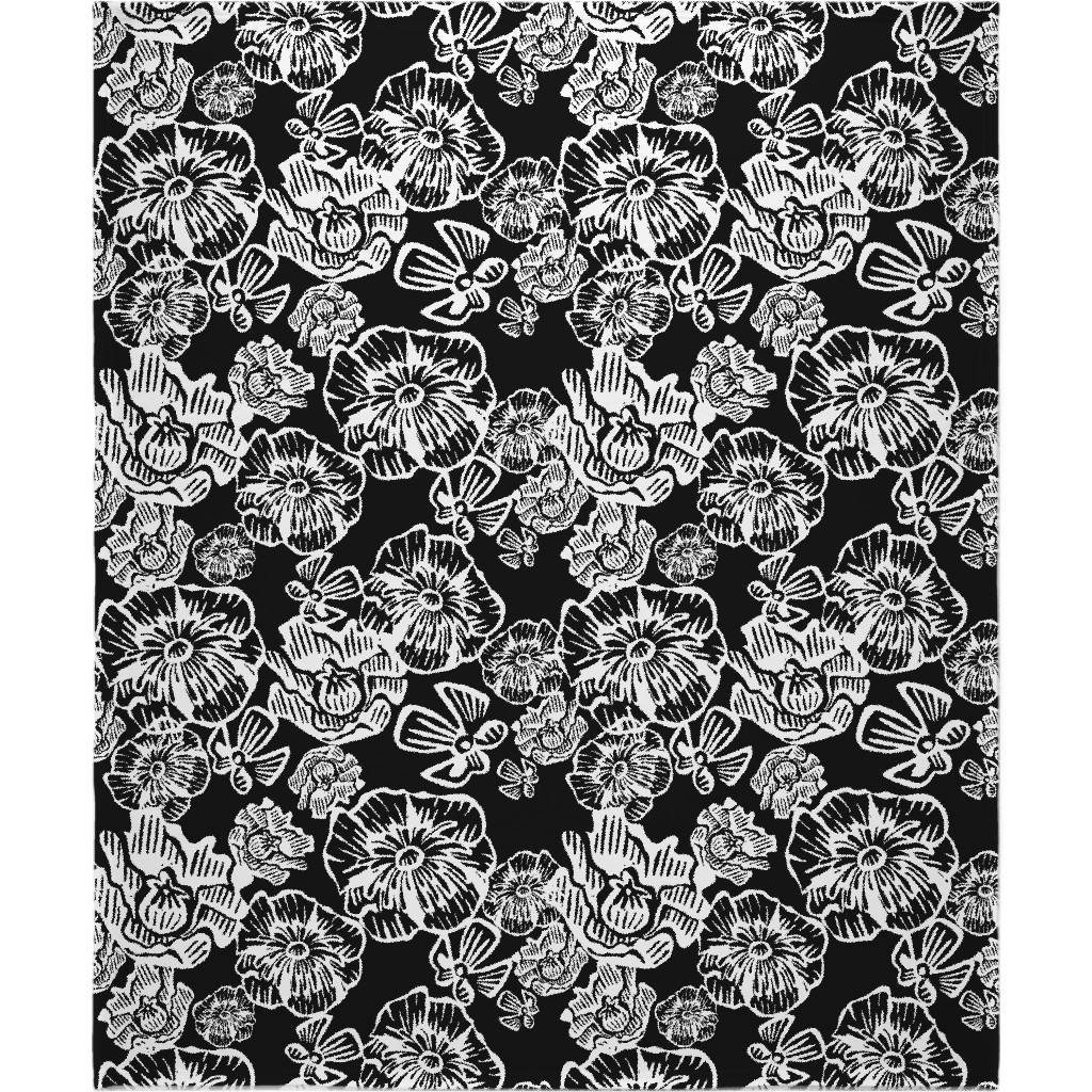 Poppy Arty Blanket, Fleece, 50x60, Black, Black