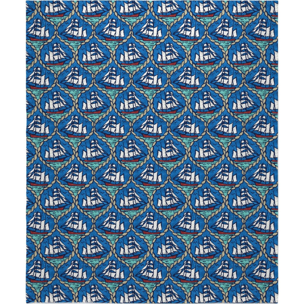 Maritime Blanket, Fleece, 50x60, Blue