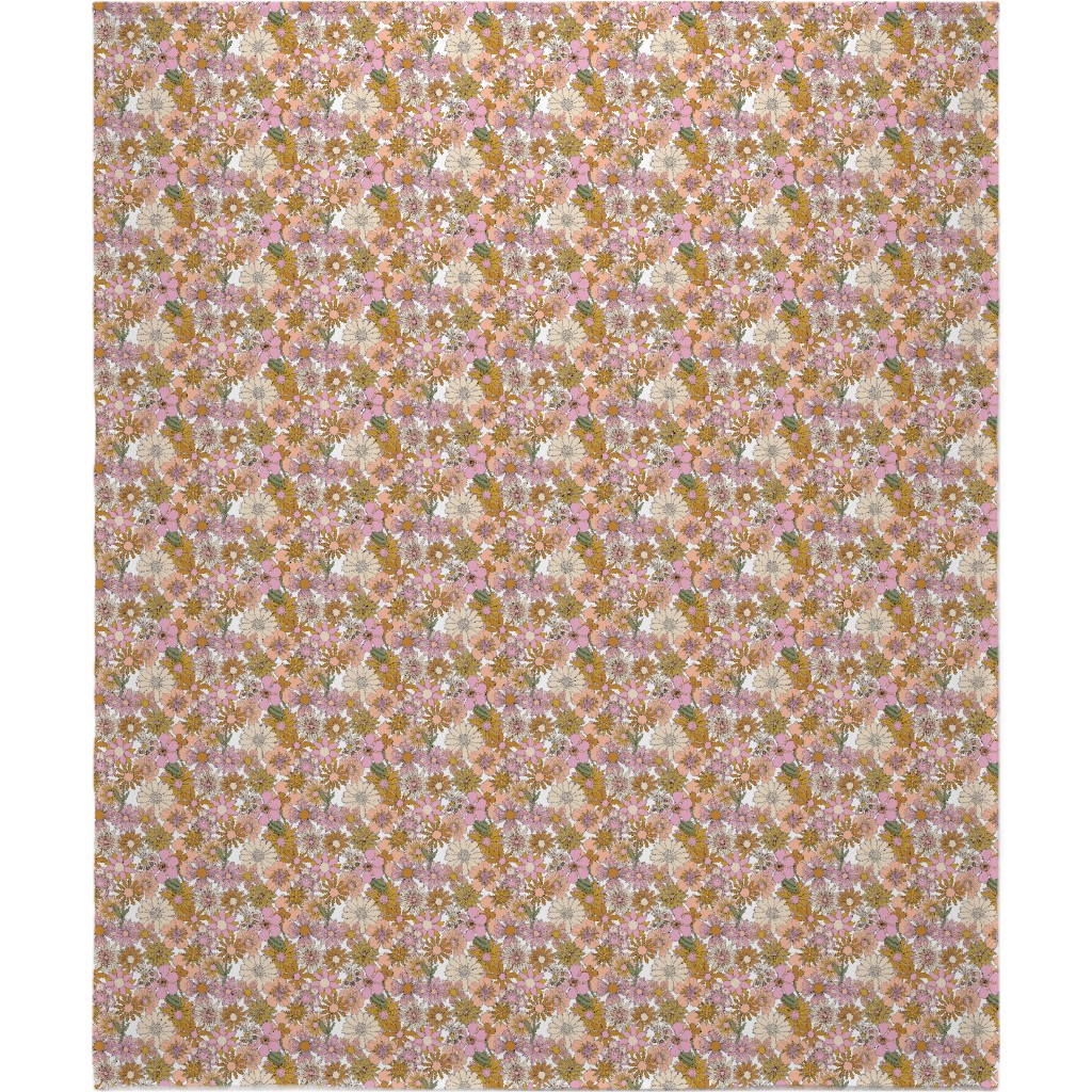 Chelsea Vintage Floral Garden - Pink Blanket, Fleece, 50x60, Pink