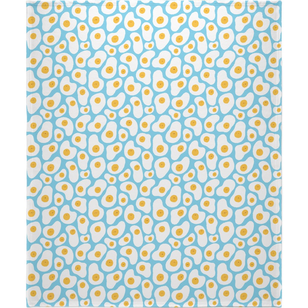 Cute Fried Eggs - Blue Blanket, Fleece, 50x60, Blue, True Blue