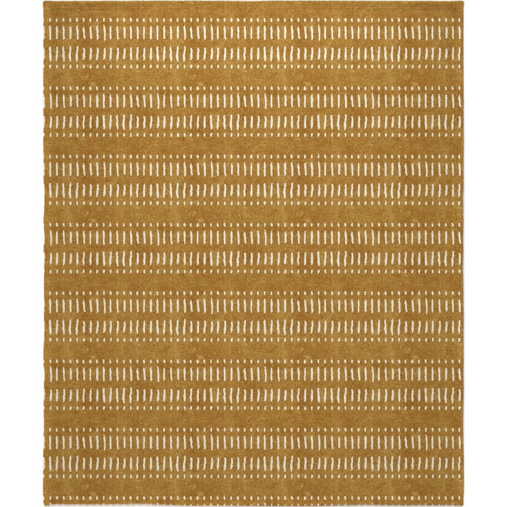 Dash Dot Stripes Blanket, Fleece, 50x60, Yellow, Golden