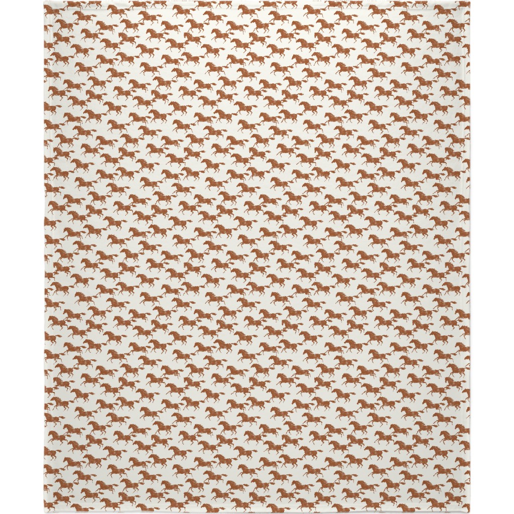 Wild Horses - Ginger on Cream Blanket, Fleece, 50x60, Brown, Brown