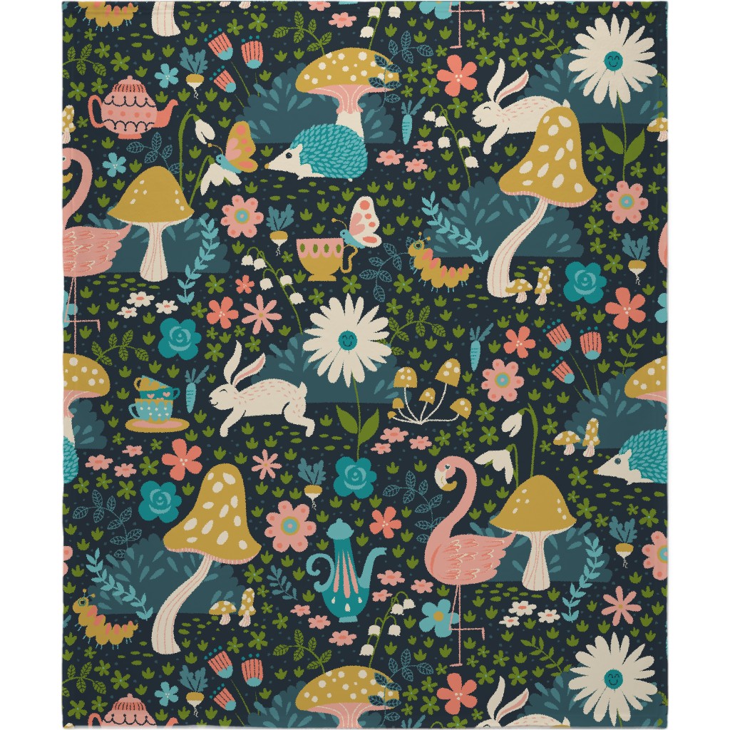 Wandering in Wonderland - Dark Blanket, Fleece, 50x60, Multicolor