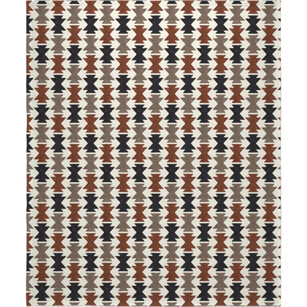 Bohemian Aztec Blanket, Fleece, 50x60, Brown, Chestnut