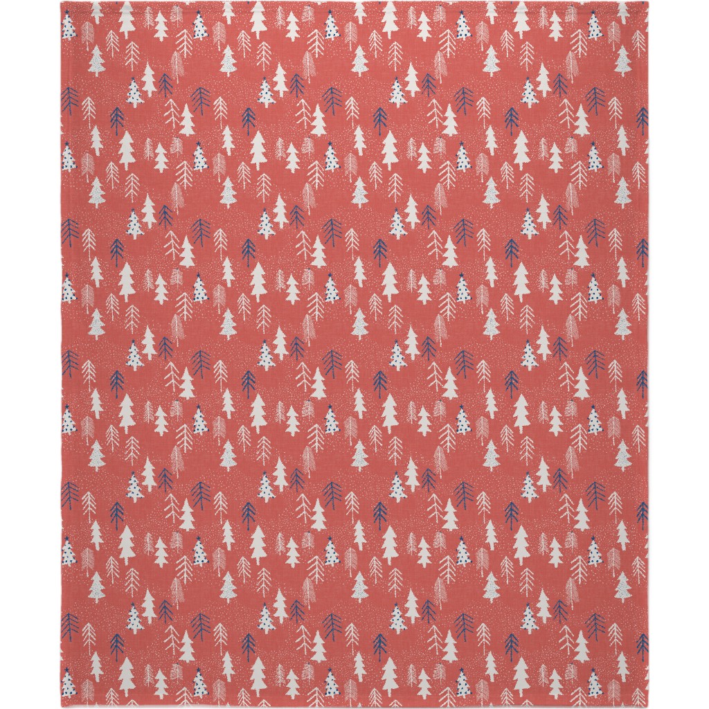 Evergreen Forest Blanket, Fleece, 50x60, Red