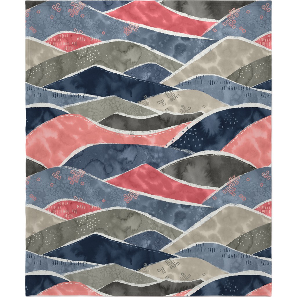 Romantic Watercolor Mountain Landscape Blanket, Fleece, 50x60, Multicolor