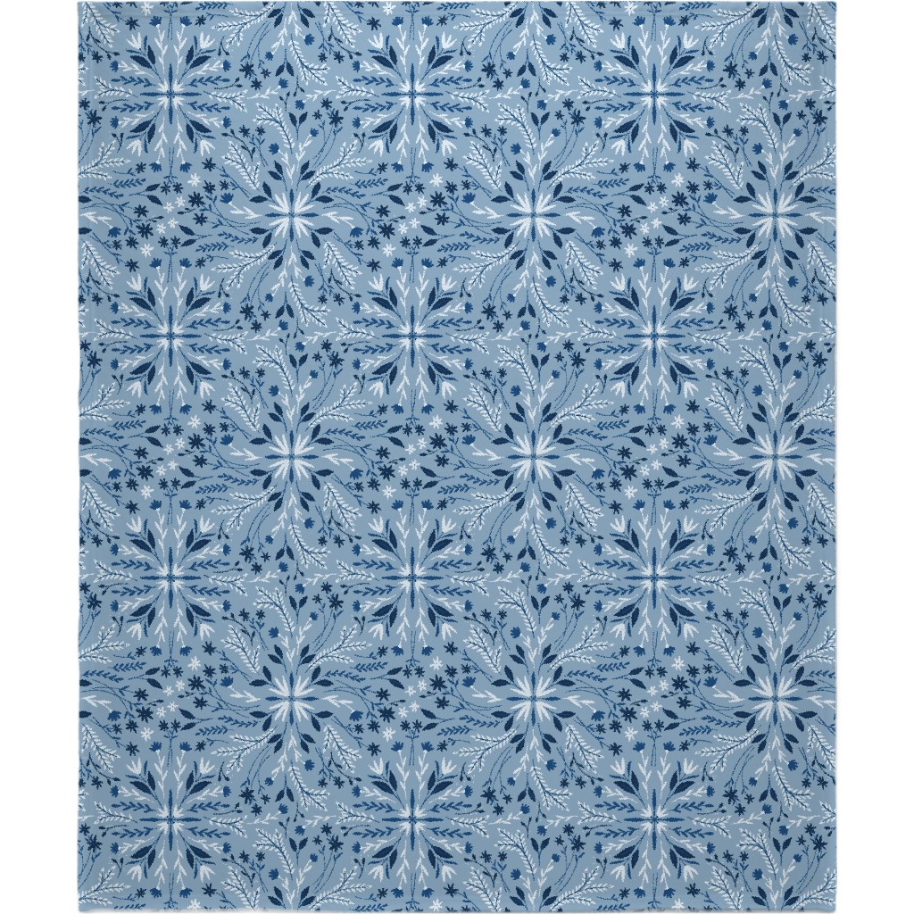 Dotty Floral - Blue Blanket, Fleece, 50x60, Blue