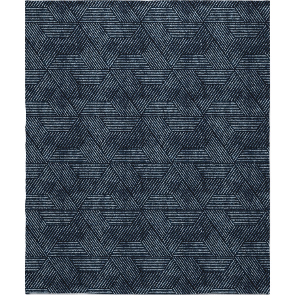 Cadence Triangles - Denim Blanket, Fleece, 50x60, Blue, True Blue