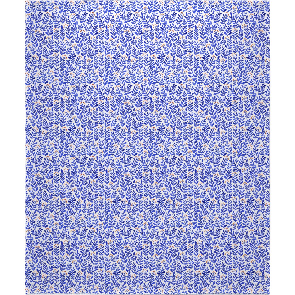 Leaves - Blue Blanket, Fleece, 50x60, Blue, True Blue