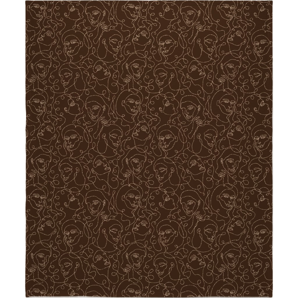 Hand Drawn Women Blanket, Fleece, 50x60, Brown