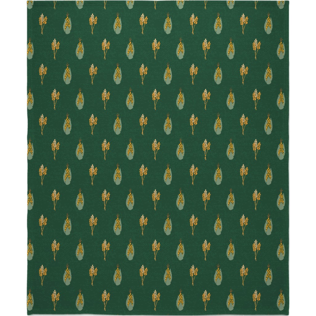 Corn on Green Background Blanket, Fleece, 50x60, Green, Classic Green