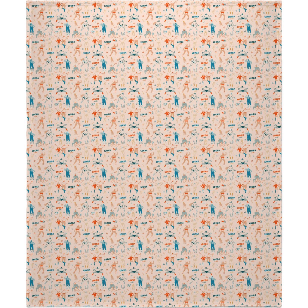 Mexican Lucha Libre - Beige Blanket, Plush Fleece, 50x60, Beige, Pearl