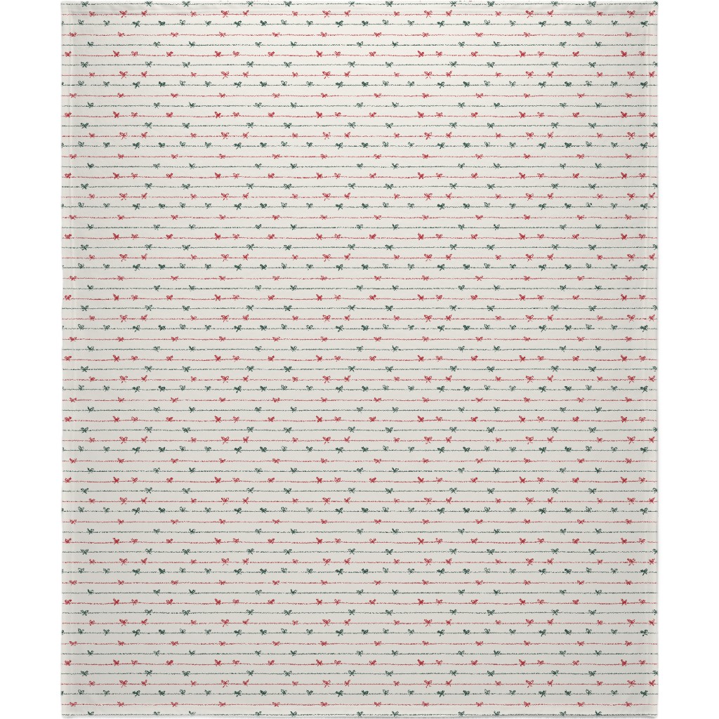 Christmas Ribbons and Bows Blanket, Plush Fleece, 50x60, White, Antique White