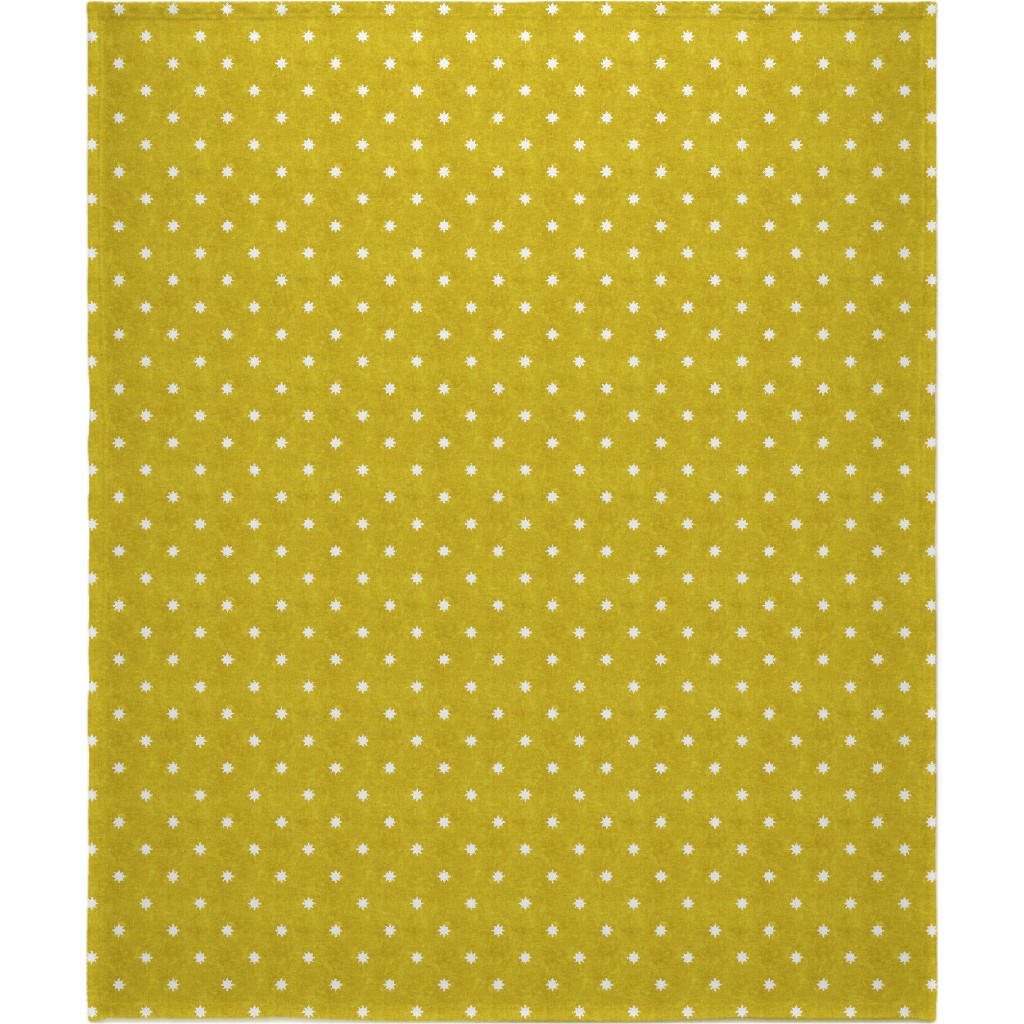 Vintage Stars Blanket, Plush Fleece, 50x60, Yellow, Chartreuse