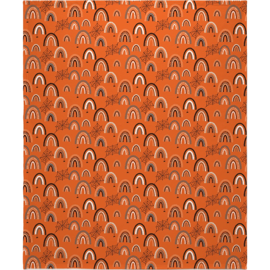 Halloween Rainbows Blanket, Plush Fleece, 50x60, Orange