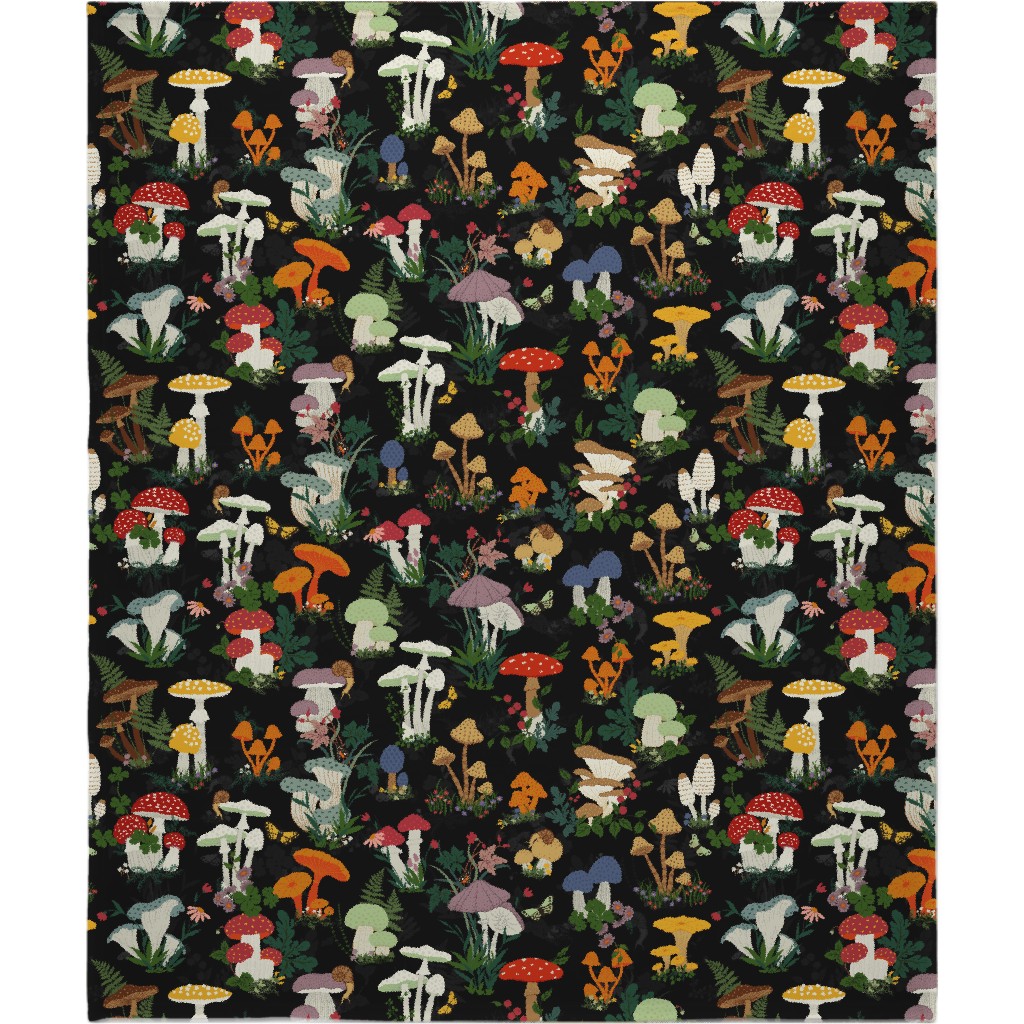 Mushroom Garden - Multi-Color Blanket, Plush Fleece, 50x60, Multicolor
